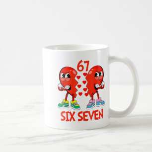 Hearts Valentines Funny Six Seven 6 7 Meme Gen Alp Coffee Mug
