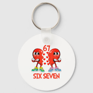 Hearts Valentines Funny Six Seven 6 7 Meme Gen Alp Key Ring