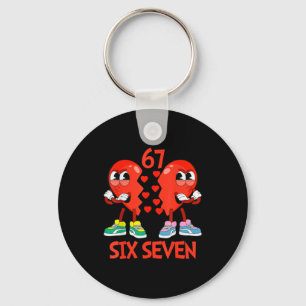 Hearts Valentines Funny Six Seven 6 7 Meme Gen Alp Key Ring