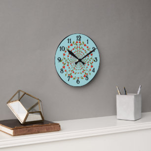 Hearts Vine Circles of Love Round Clock