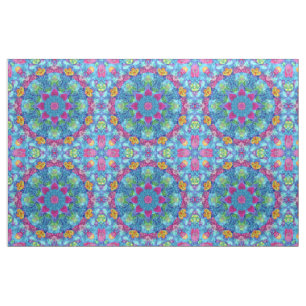 Hearts Violet & Blue Vintage Fractal Kaleidoscope Fabric