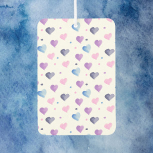 Hearts Watercolor Pattern Blue Pink Purple Car Air Freshener