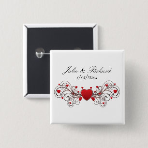 Hearts Wedding Favour 15 Cm Square Badge