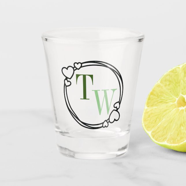 Hearts Wedding Keepsake Shot Glass (Front)