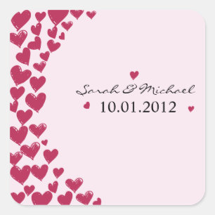 Hearts - Wedding Sticker-3 Square Sticker