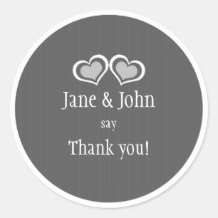 Hearts Wedding Thank You Classic Round Sticker