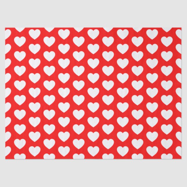 Hearts, White on Red Tissue Paper (Front)