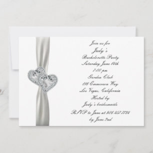 Hearts White Wedding Bachelorette Party Invitation
