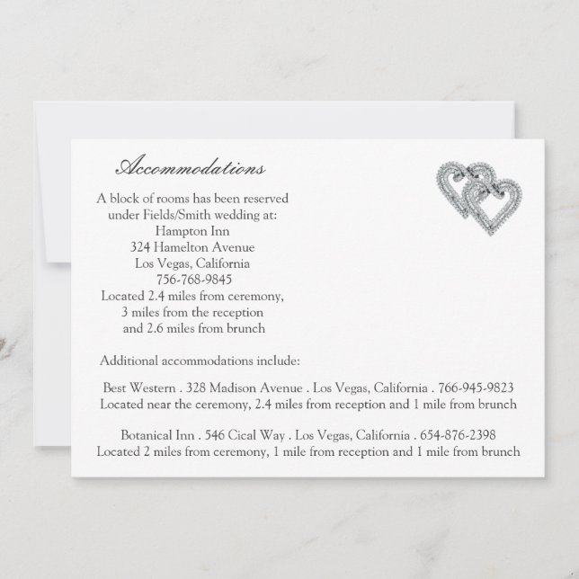 Hearts White Wedding Enclosure Cards (Front)