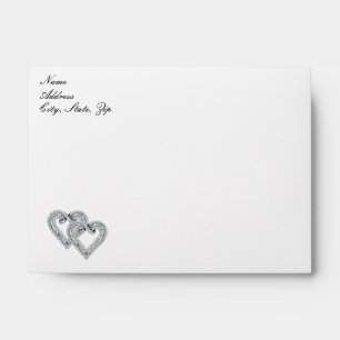 Hearts White Wedding Envelopes