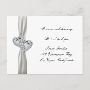 Hearts White Wedding Reception Cards