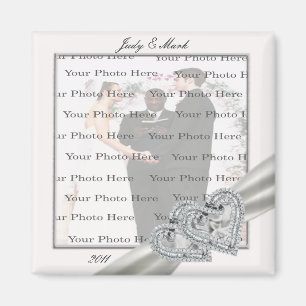 Hearts White Wedding Square Magnet