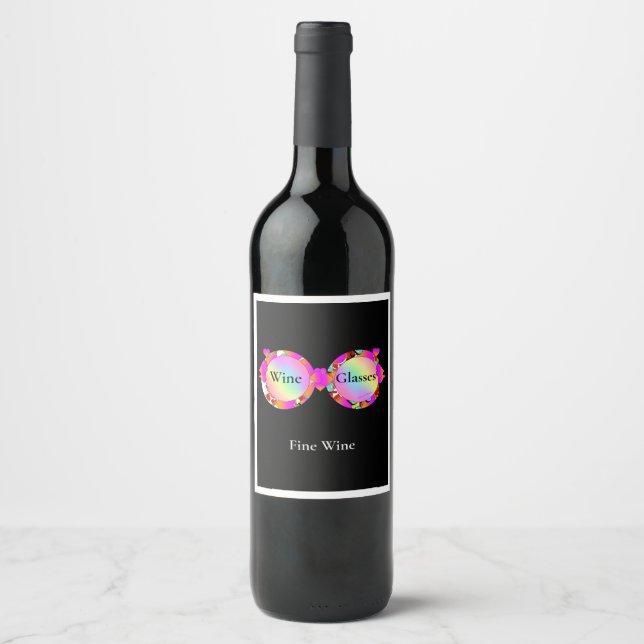 Hearts Wine Glasses Fine Wine  Label (Front)