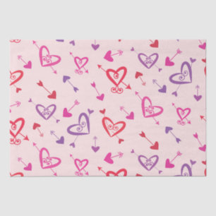 Hearts with Arrows pattern red pink purple    Tissue Paper