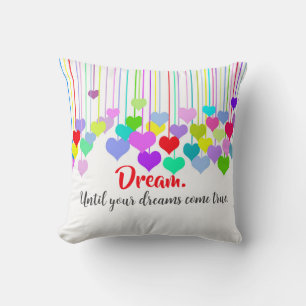 Hearts With Dream Quote Cushion