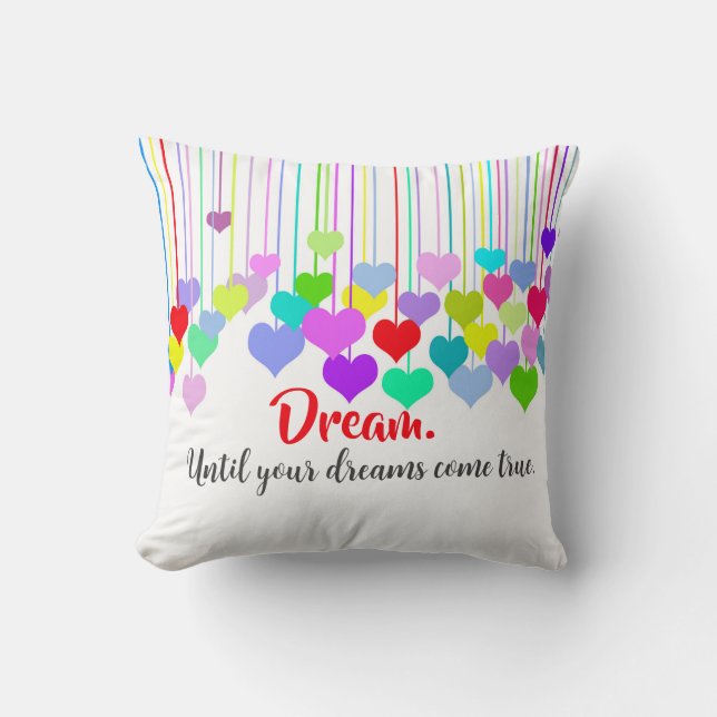 Hearts With Dream Quote Cushion (Front)
