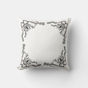 Hearts with Flowers and Butterfly in Tattoo Style Cushion