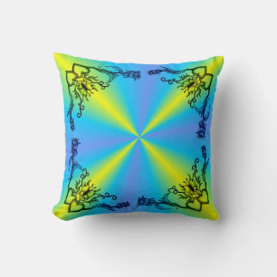 Hearts with Flowers and Butterfly in Tattoo Style Cushion