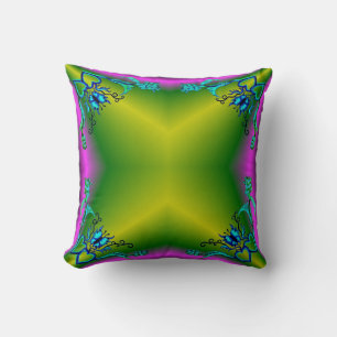 Hearts with Flowers and Butterfly in Tattoo Style Cushion