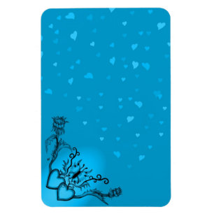 Hearts with Flowers and Butterfly in Tattoo Style Magnet