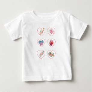 Hearts with flowers baby T-Shirt