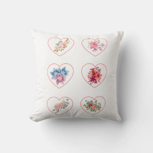 Hearts with flowers cushion