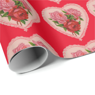 Hearts With Roses Wrapping Paper