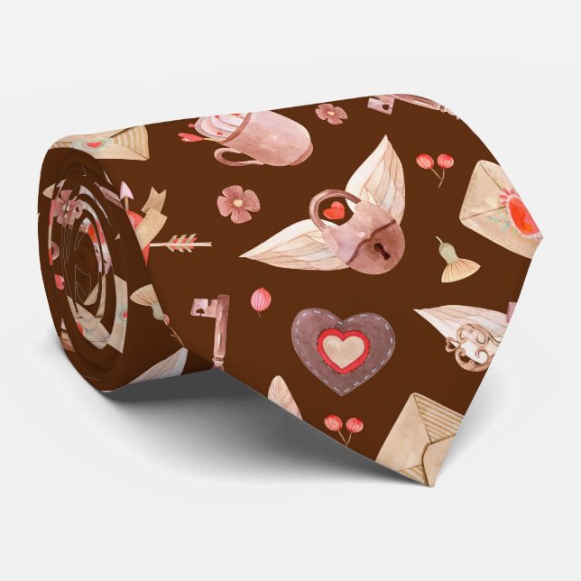 Hearts With Wings And Locks  Tie (Rolled)