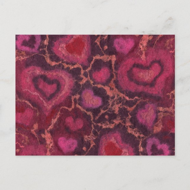 Hearts Wool Painting Romantic Love Valentine's Day Postcard (Front)
