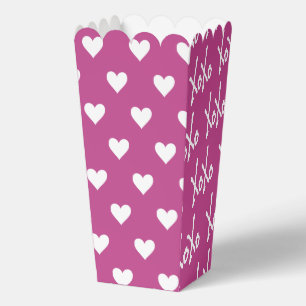 Hearts XOXO Pattern Magenta Hot Pink and White Favour Box
