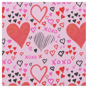 Hearts, XOXO Pink Pattern Fabric