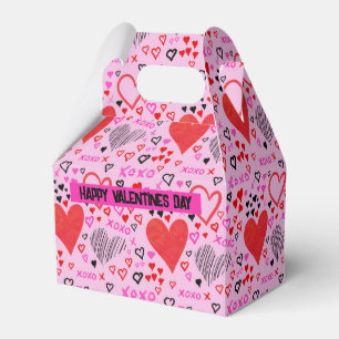 Hearts, XOXO Pink Pattern Paper Plates Favour Box