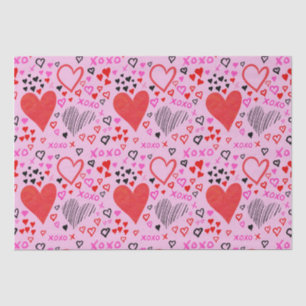 Hearts, XOXO Pink Pattern Tissue Paper