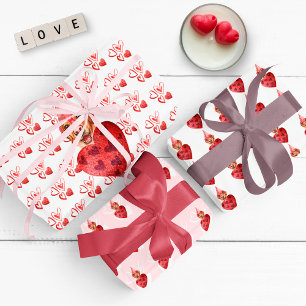Hearts Yellow Labrador Dog Lover Valentines Gift Wrapping Paper Sheet