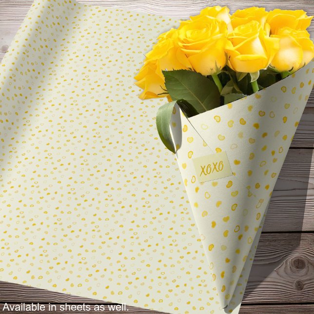 Hearts-Yellow Wedding-Mothers Day-Valentine Rolls Wrapping Paper (Hearts-Yellow Wedding-Mothers Day-Valentine Rolls Wrapping Paper-Roses-by Leapfroglisics Shop)
