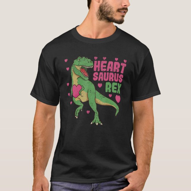 Heartsaurus Rex Dab Dance Heart Dino Valentines Da T-Shirt (Front)