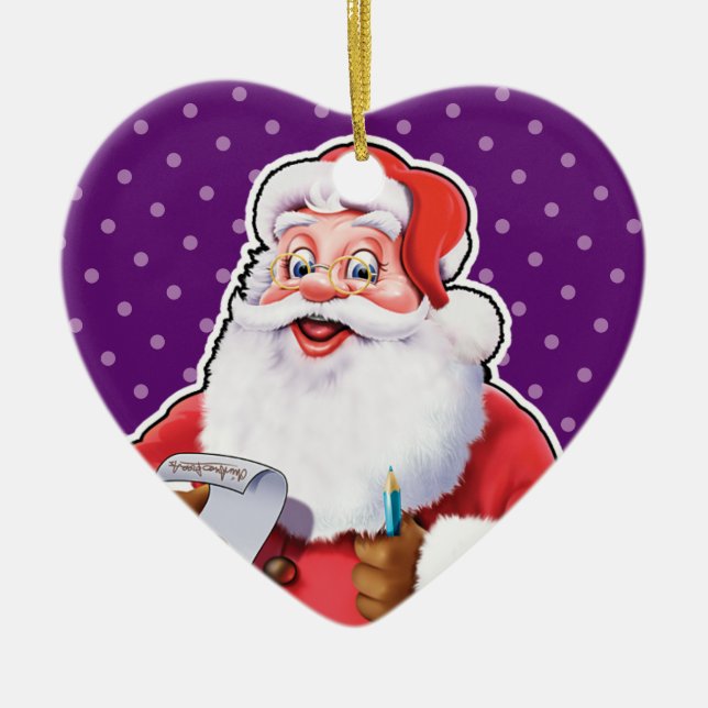 Heartshape Christmas decoration jolly Santa. (Front)