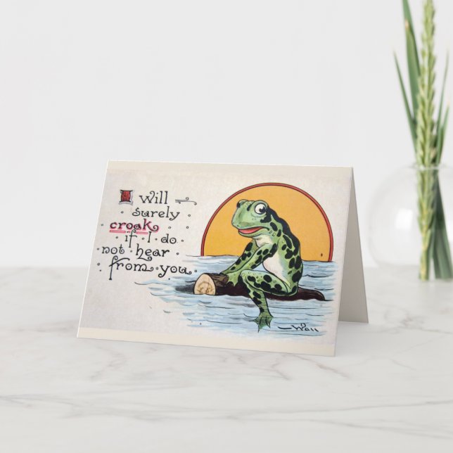 Heartsick frog on log missing you greeting card (Front)