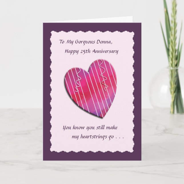 Heartstrings 25th Wedding Anniversary Card (Front)