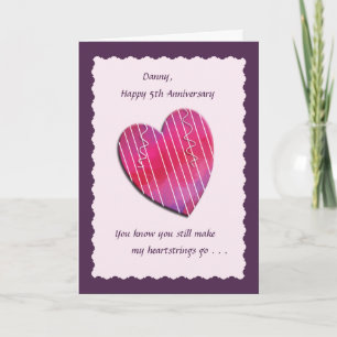 Heartstrings 5th Wedding Anniversary Card
