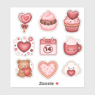 Heartstrings and Sparkles Valentines Stickers 9ct