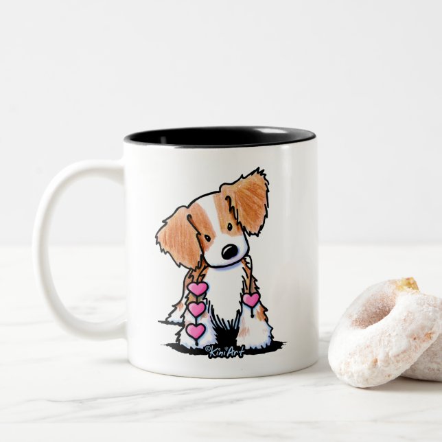 Heartstrings Brittany Personalised Two-Tone Coffee Mug (With Donut)