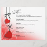 Heartstrings Dinner Menu red<br><div class="desc">These pretty dinner menus will set the tone beautifully for your romantic wedding day. Use the orange "Customise It" button above to insert your text. Several matching items are available in this lovely wedding set: wedding invitations, labels, custom envelopes, save the date cards, RSVP cards, wedding postage stamps, and stickers....</div>