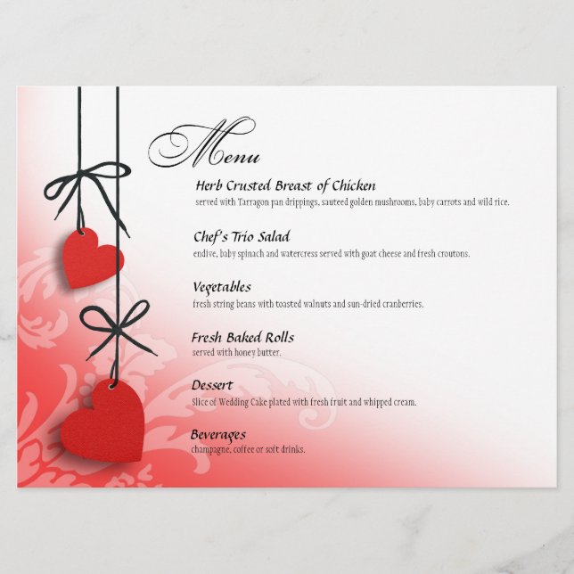 Heartstrings Dinner Menu red (Front)