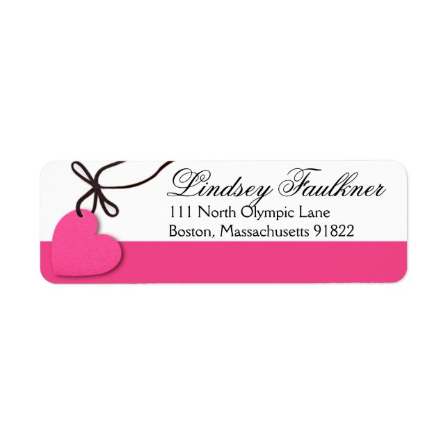 Heartstrings hot pink return address label (Front)