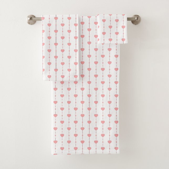 Heartstrings in Pink Bath Towel Set (Insitu)