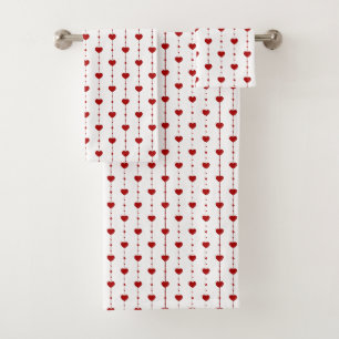 Heartstrings in Red Bath Towel Set