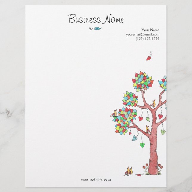 Heartstrings Stationary, Business Custom Letterhead (Front)