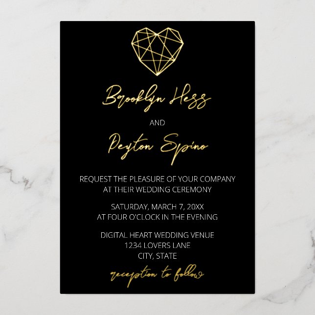 Heartstrings Wedding Foil Invitation (Front)