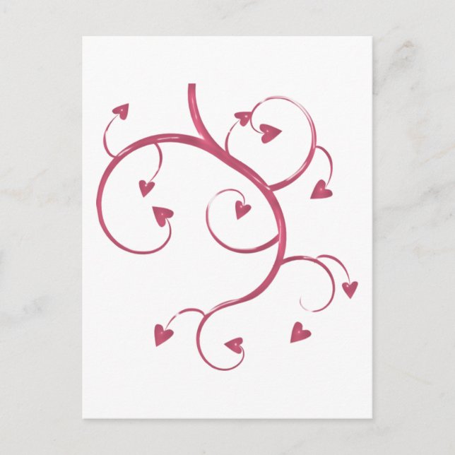 HEARTSWIRL PINK HEARTS VINE SWIRL GRAPHIC LOVE FRI POSTCARD (Front)